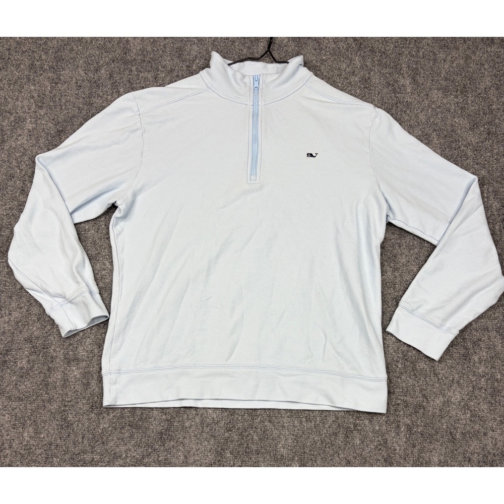 Vineyard Vines Mens Light Blue 100% Cotton Pique Quarter Zip Pullover Size M